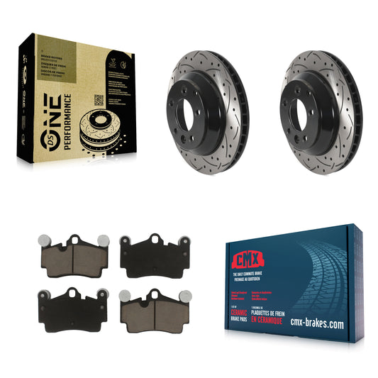 [Arrière] Kit de disque (percé rainuré revêtu) et plaquette (céramique) de frein pour Audi Q7 Porsche Cayenne Volkswagen Touareg KDC-100820