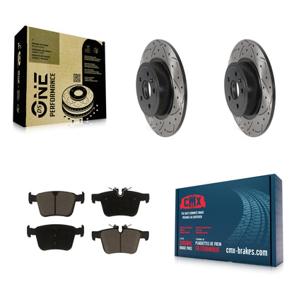 [Arrière] Kit de disque (percé rainuré revêtu) et plaquette (céramique) de frein pour 2016-2019 Land Rover Range Evoque KDC-100821
