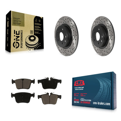 [Arrière] Kit de disque (percé rainuré revêtu) et plaquette (céramique) de frein pour Land Rover Discovery Sport Jaguar E-Pace KDC-100822