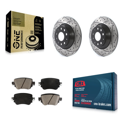 [Arrière] Kit de disque (percé rainuré revêtu) et plaquette (céramique) de frein pour 2016-2018 Audi Q3 Quattro KDC-100825