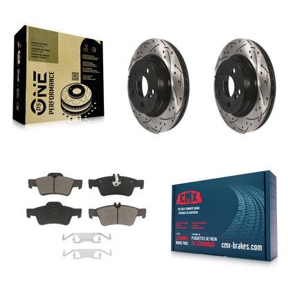 [Arrière] Kit de disque (percé rainuré revêtu) et plaquette (céramique) de frein pour Mercedes-Benz E550 avec 300mm Diameter Rotor KDC-100836