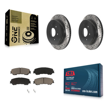 [Arrière] Kit de disque (percé rainuré revêtu) et plaquette (céramique) de frein pour 2017-2023 Nissan TITAN KDC-100844