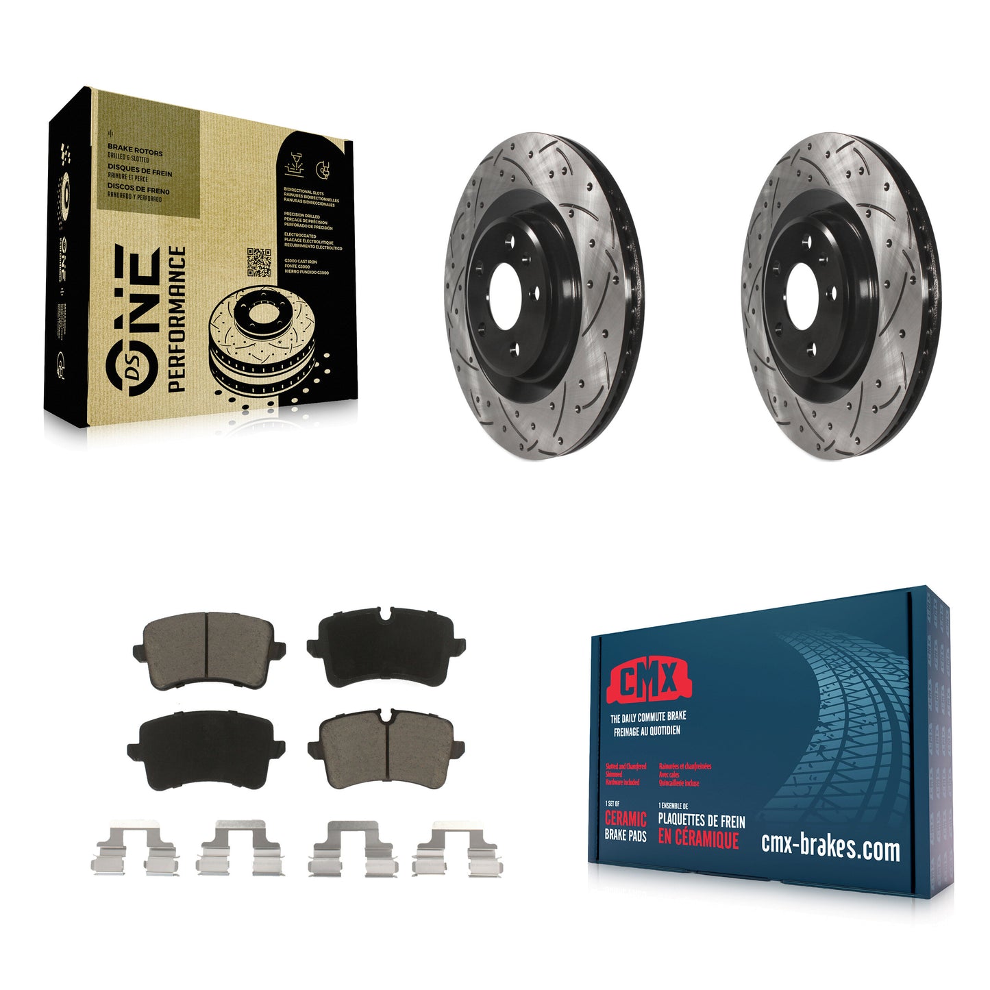 [Arrière] Kit de disque (percé rainuré revêtu) et plaquette (céramique) de frein pour Audi A6 Quattro A7 A8 Porsche Macan KDC-100845