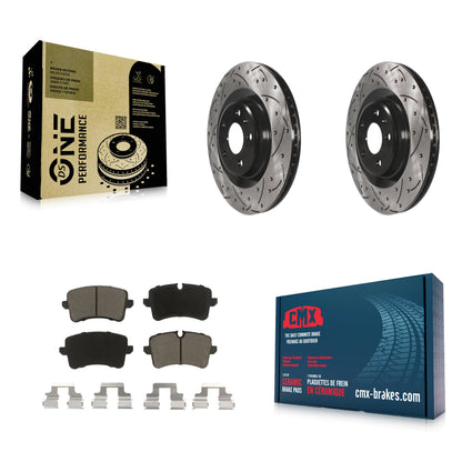[Arrière] Kit de disque (percé rainuré revêtu) et plaquette (céramique) de frein pour Audi A6 Quattro A7 A8 Porsche Macan KDC-100845
