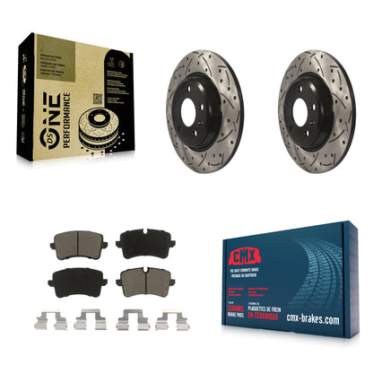 [Arrière] Kit de disque (percé rainuré revêtu) et plaquette (céramique) de frein pour Audi A7 Quattro A6 KDC-100846