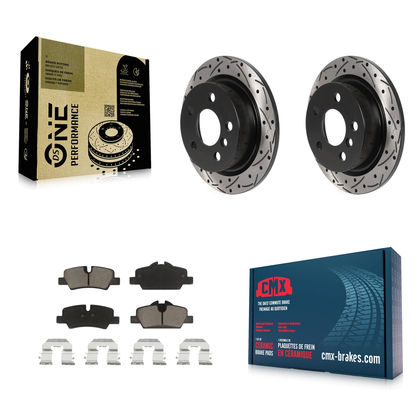 [Arrière] Kit de disque (percé rainuré revêtu) et plaquette (céramique) de frein pour Mini Cooper KDC-100849