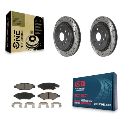 [Arrière] Kit de disque (percé rainuré revêtu) et plaquette (céramique) de frein pour Cadillac SRX Saab 9-4X KDC-100852