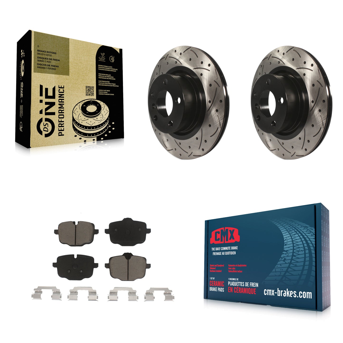 [Arrière] Kit de disque (percé rainuré revêtu) et plaquette (céramique) de frein pour 2012 BMW X3 From 10 11 KDC-100856