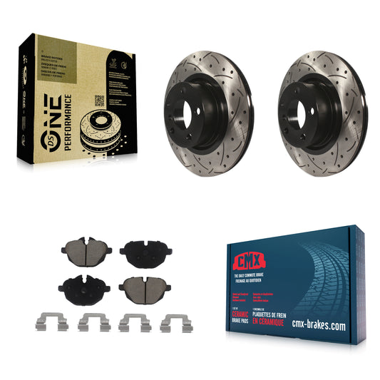 [Arrière] Kit de disque (percé rainuré revêtu) et plaquette (céramique) de frein pour BMW X3 X4 KDC-100857