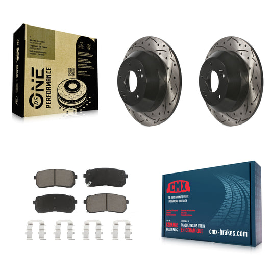 [Arrière] Kit de disque (percé rainuré revêtu) et plaquette (céramique) de frein pour 2015-2021 Kia Sedona KDC-100859