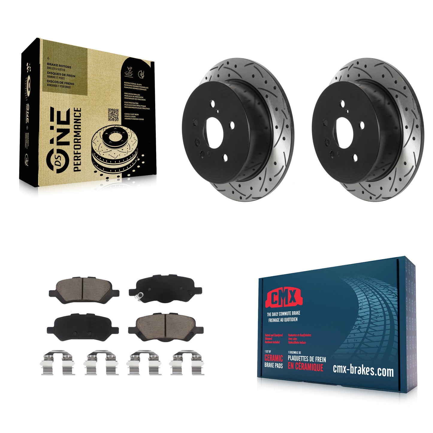 [Arrière] Kit de disque (percé rainuré revêtu) et plaquette (céramique) de frein pour 2009-2016 Toyota Venza KDC-100867