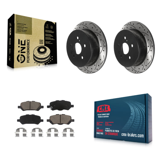[Arrière] Kit de disque (percé rainuré revêtu) et plaquette (céramique) de frein pour 2009-2016 Toyota Venza KDC-100867