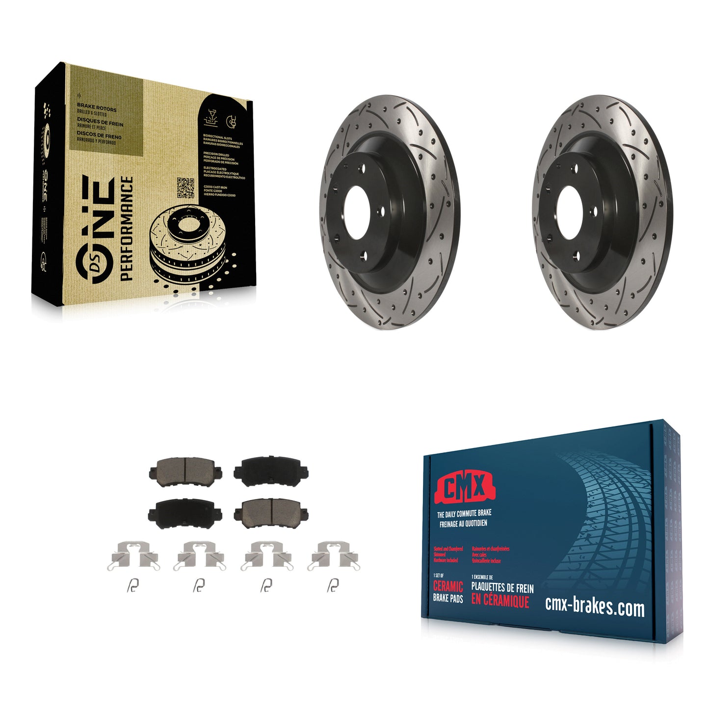 [Arrière] Kit de disque (percé rainuré revêtu) et plaquette (céramique) de frein pour Mazda CX-5 KDC-100869