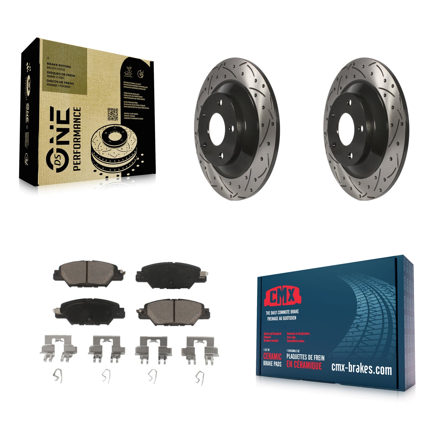 [Arrière] Kit de disque (percé rainuré revêtu) et plaquette (céramique) de frein pour Mazda CX-5 KDC-100870