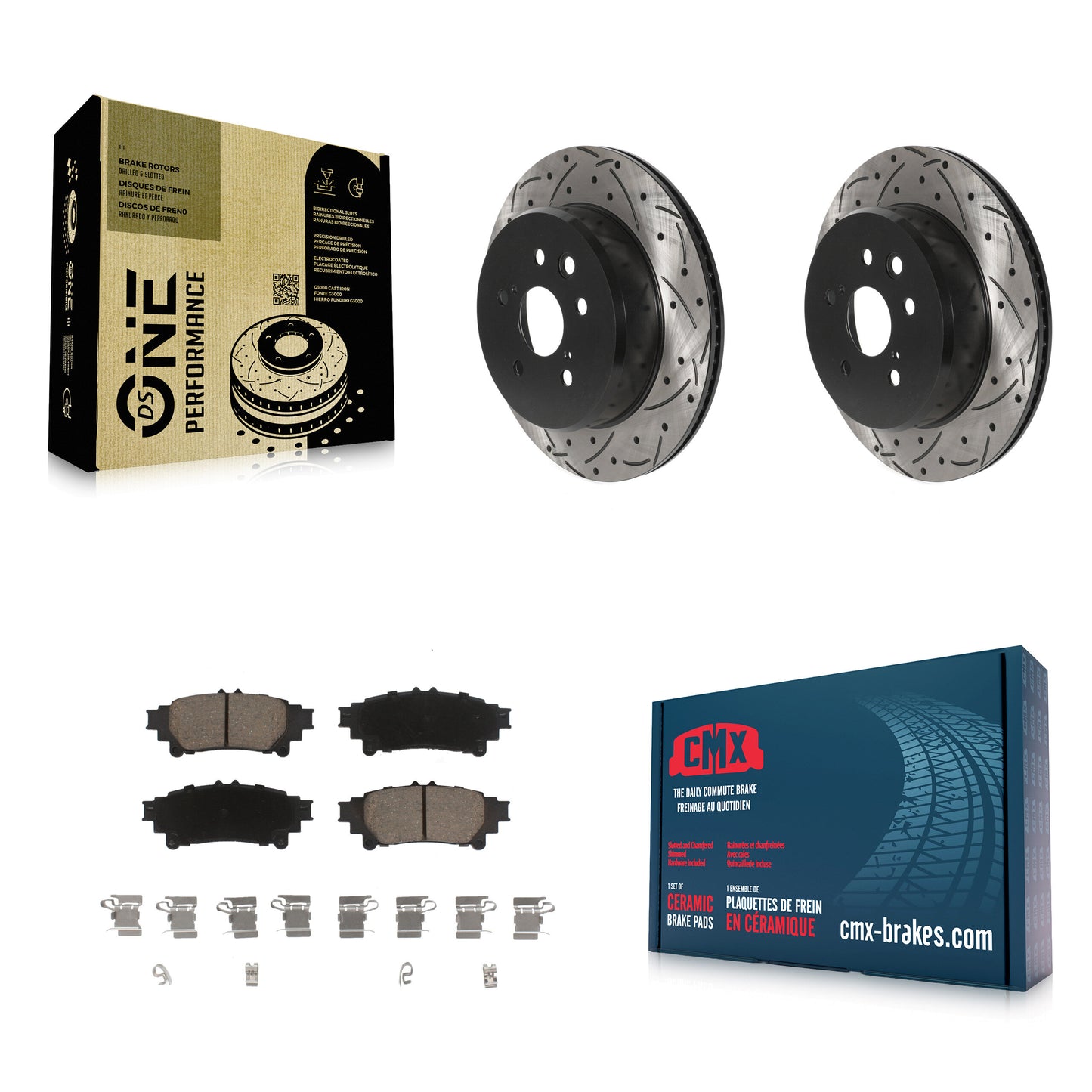 [Arrière] Kit de disque (percé rainuré revêtu) et plaquette (céramique) de frein pour Lexus GS350 IS300 IS200t IS350 RC350 RC300 RC200t GS300 GS200t GS450h KDC-100873