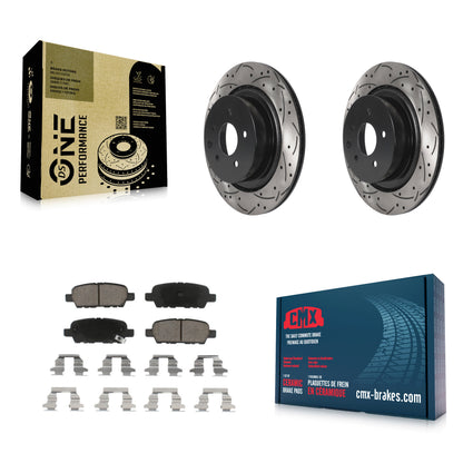 [Arrière] Kit de disque (percé rainuré revêtu) et plaquette (céramique) de frein pour INFINITI G37 G35 Q60 KDC-100881