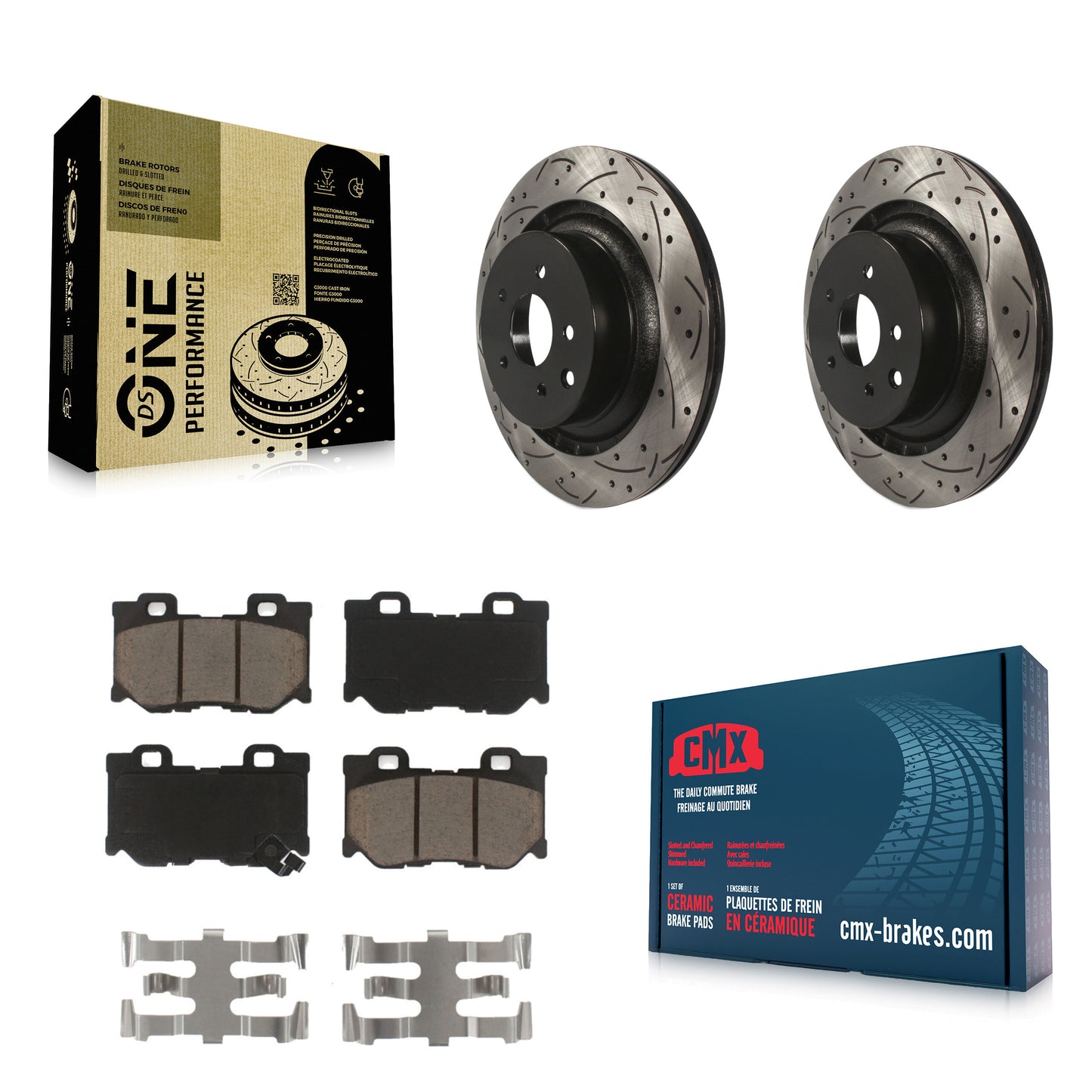 [Arrière] Kit de disque (percé rainuré revêtu) et plaquette (céramique) de frein pour INFINITI G37 Nissan 370Z Q60 Z KDC-100882