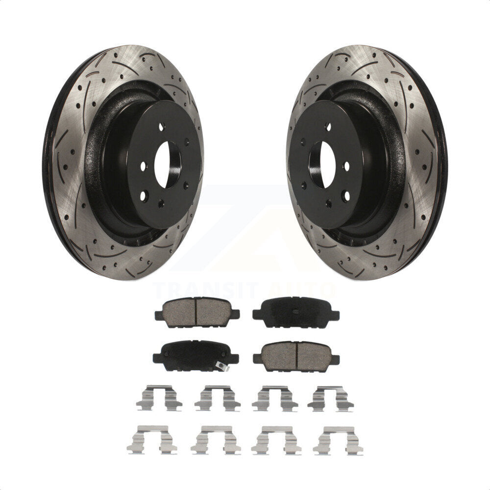 [Arrière] Kit de disque (percé rainuré revêtu) et plaquette (céramique) de frein pour 2014 INFINITI Q60 Sport KDC-100883 par Transit Auto