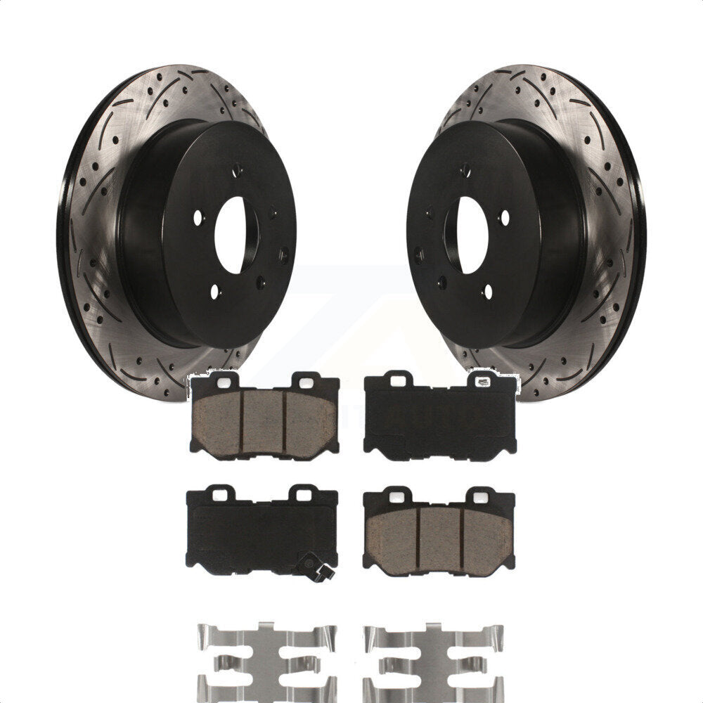 [Arrière] Kit de disque (percé rainuré revêtu) et plaquette (céramique) de frein pour INFINITI Q50 Q60 Q70 KDC-100884 par Transit Auto