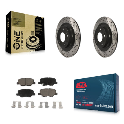 [Arrière] Kit de disque (percé rainuré revêtu) et plaquette (céramique) de frein pour Mitsubishi Outlander Sport PHEV RVR KDC-100886