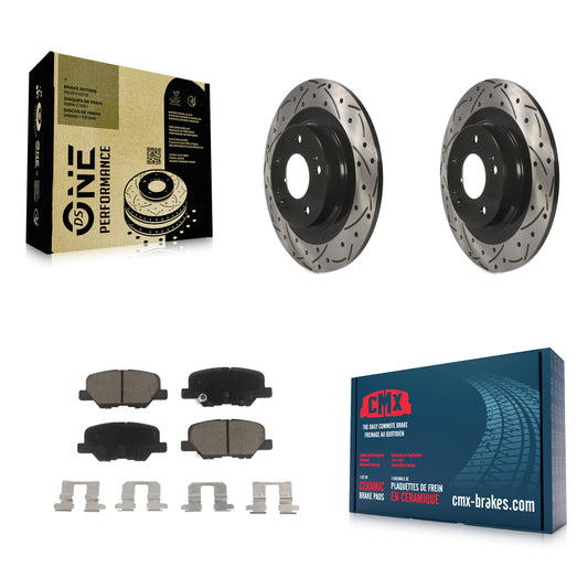[Arrière] Kit de disque (percé rainuré revêtu) et plaquette (céramique) de frein pour Mitsubishi Outlander Sport PHEV RVR KDC-100886