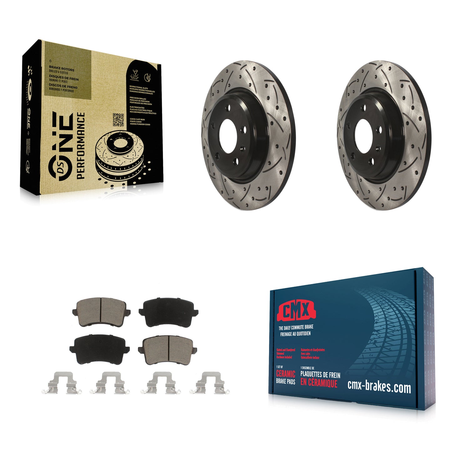 [Arrière] Kit de disque (percé rainuré revêtu) et plaquette (céramique) de frein pour Audi Q5 A4 Quattro A5 allroad S5 KDC-100892