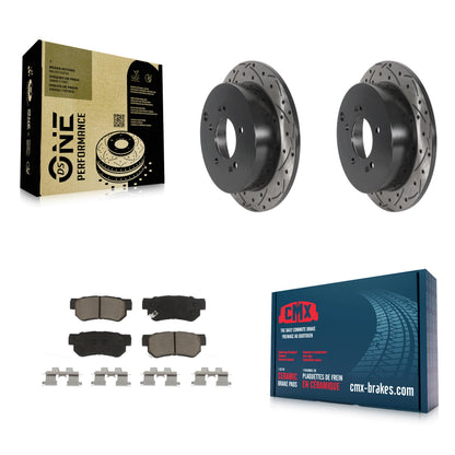 [Arrière] Kit de disque (percé rainuré revêtu) et plaquette (céramique) de frein pour Hyundai Santa Fe Kia Sportage Tucson KDC-100895