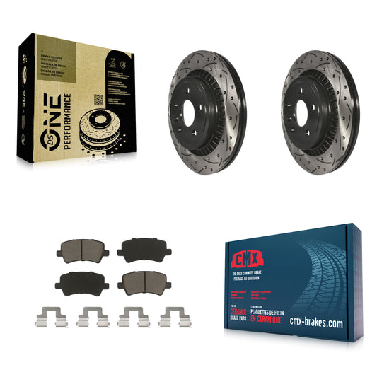 [Arrière] Kit de disque (percé rainuré revêtu) et plaquette (céramique) de frein pour 2010-2017 Volvo XC60 KDC-100896