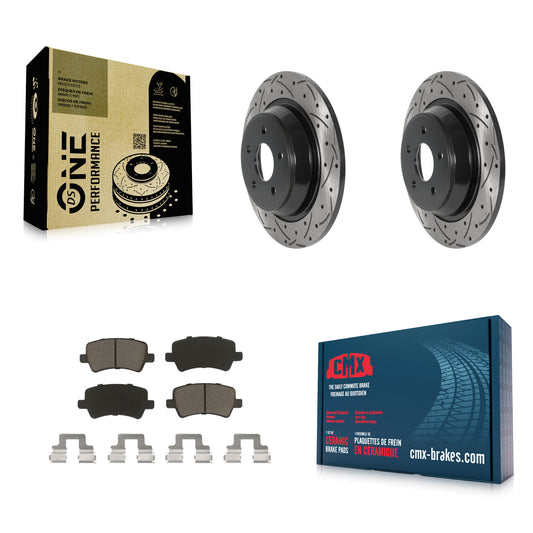 [Arrière] Kit de disque (percé rainuré revêtu) et plaquette (céramique) de frein pour 2012-2015 Land Rover Range Evoque KDC-100897