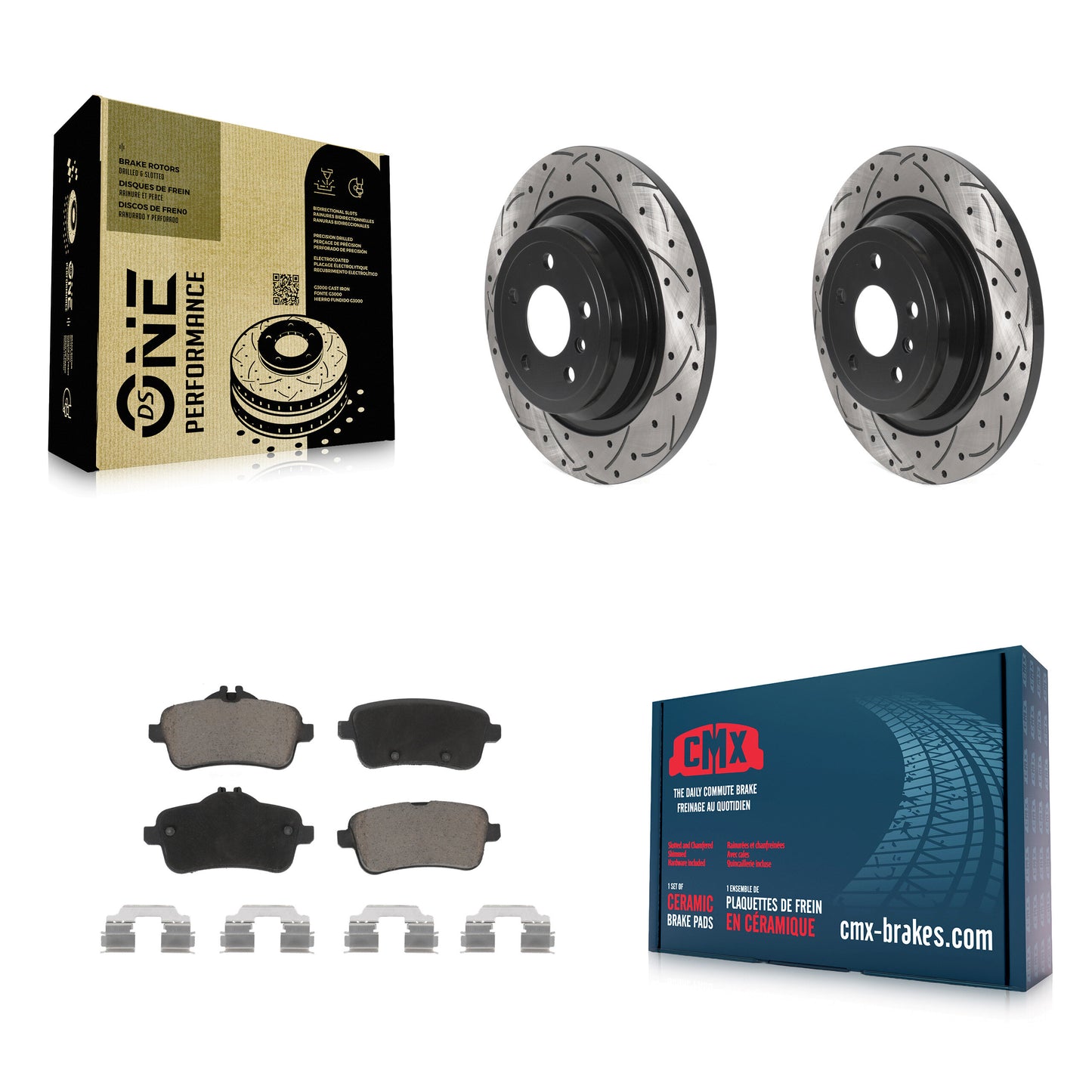 [Arrière] Kit de disque (percé rainuré revêtu) et plaquette (céramique) de frein pour Mercedes-Benz ML350 GLE350 ML250 GLE300d KDC-100901