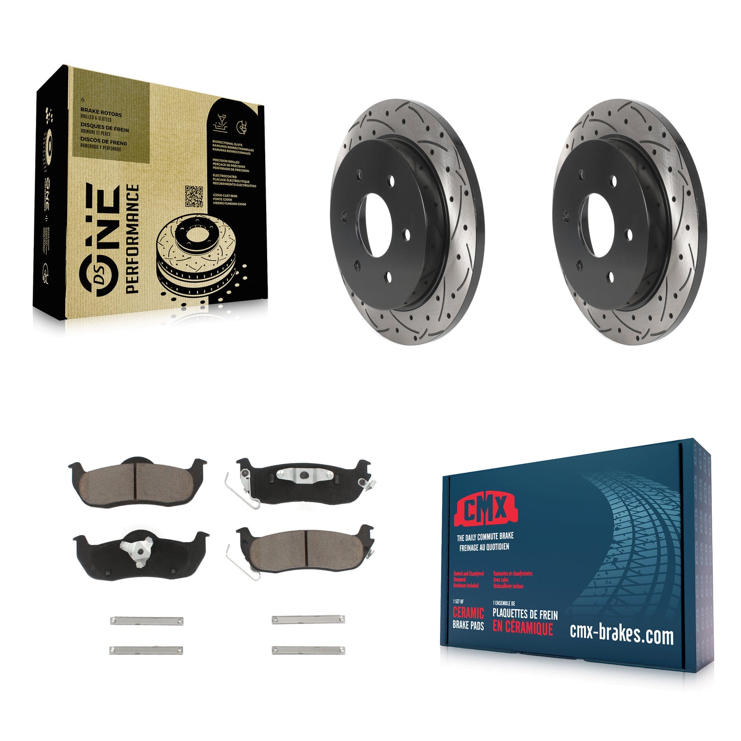 [Arrière] Kit de disque (percé rainuré revêtu) et plaquette (céramique) de frein pour Nissan Titan Armada INFINITI QX56 Pathfinder TITAN KDC-100902
