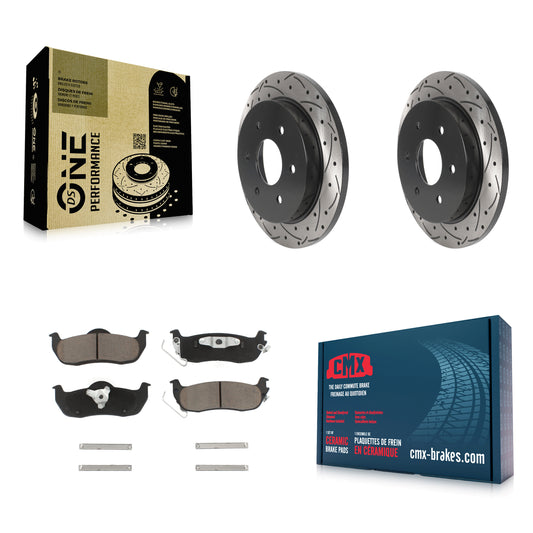 [Arrière] Kit de disque (percé rainuré revêtu) et plaquette (céramique) de frein pour Nissan Titan Armada INFINITI QX56 Pathfinder TITAN KDC-100902
