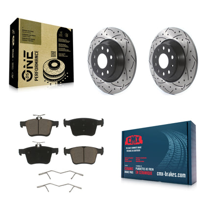 [Arrière] Kit de disque (percé rainuré revêtu) et plaquette (céramique) de frein pour Volkswagen Tiguan Jetta Audi TT Quattro KDC-100907