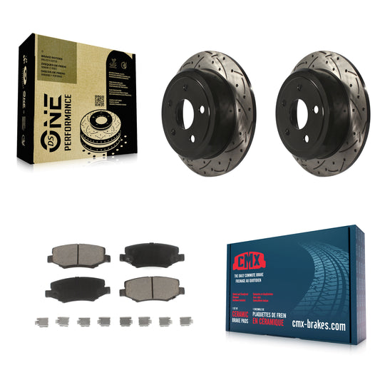 [Arrière] Kit de disque (percé rainuré revêtu) et plaquette (céramique) de frein pour Jeep Wrangler JK KDC-100910