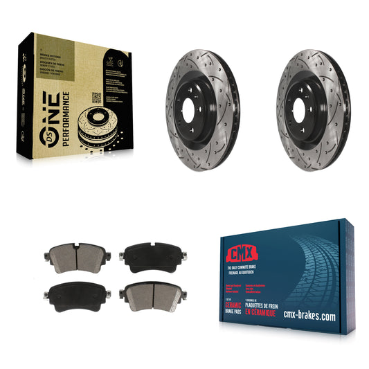 [Arrière] Kit de disque (percé rainuré revêtu) et plaquette (céramique) de frein pour Audi Q5 A4 A5 Quattro A6 S5 S4 Sportback allroad PHEV KDC-100911