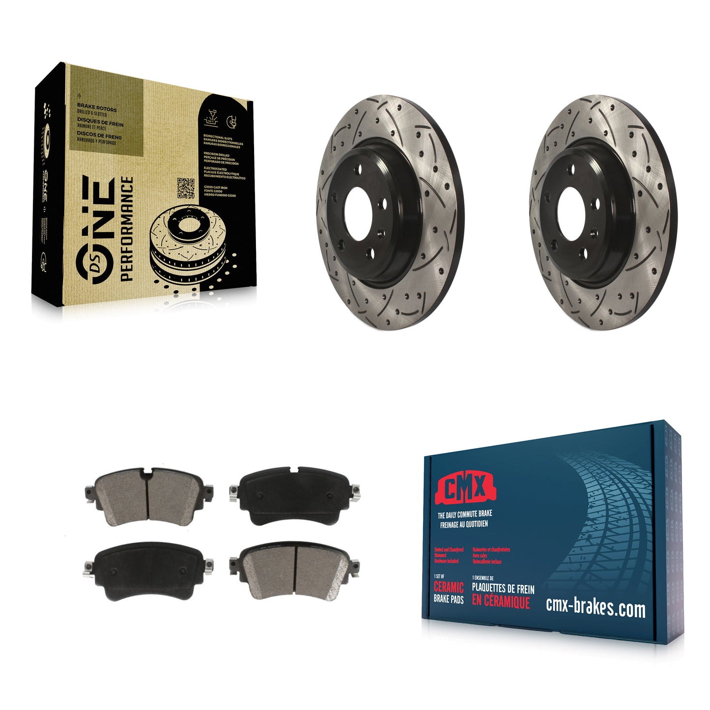 [Arrière] Kit de disque (percé rainuré revêtu) et plaquette (céramique) de frein pour Audi A4 Quattro KDC-100912