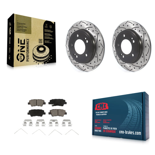 [Arrière] Kit de disque (percé rainuré revêtu) et plaquette (céramique) de frein pour Hyundai Elantra Kia Niro Ioniq KDC-100913