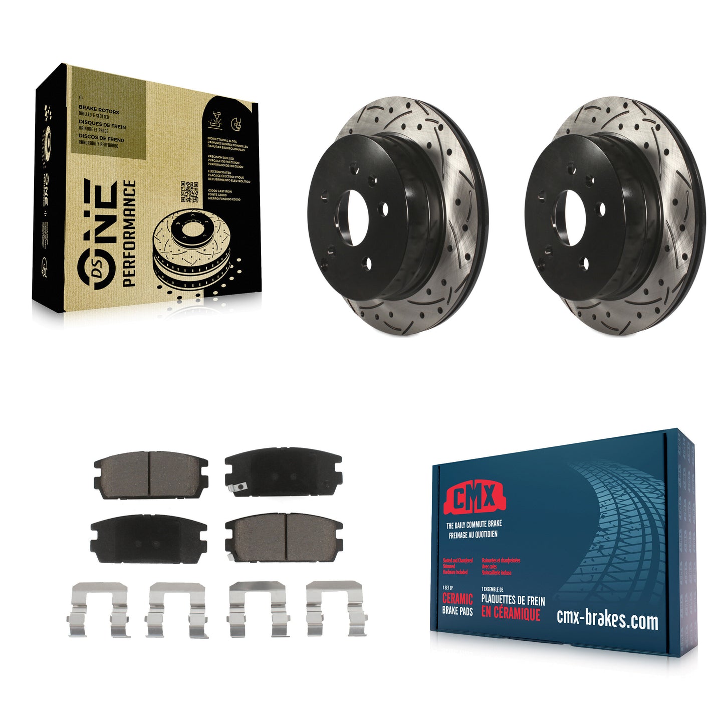 [Arrière] Kit de disque (percé rainuré revêtu) et plaquette (céramique) de frein pour 2010-2017 Chevrolet Equinox GMC Terrain KDC-100918