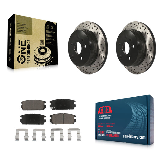 [Arrière] Kit de disque (percé rainuré revêtu) et plaquette (céramique) de frein pour 2010-2017 Chevrolet Equinox GMC Terrain KDC-100918