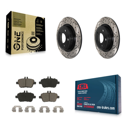 [Arrière] Kit de disque (percé rainuré revêtu) et plaquette (céramique) de frein pour Mercedes-Benz GLA250 CLA250 INFINITI QX30 B Electric Drive B250e B250 KDC-100920