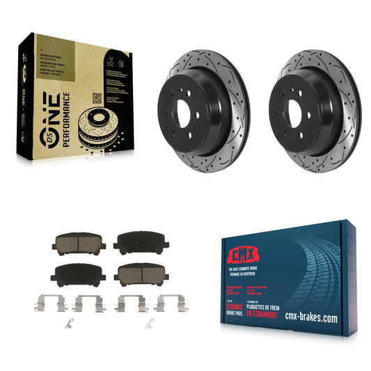 [Arrière] Kit de disque (percé rainuré revêtu) et plaquette (céramique) de frein pour 2015-2020 Chevrolet Colorado GMC Canyon KDC-100921