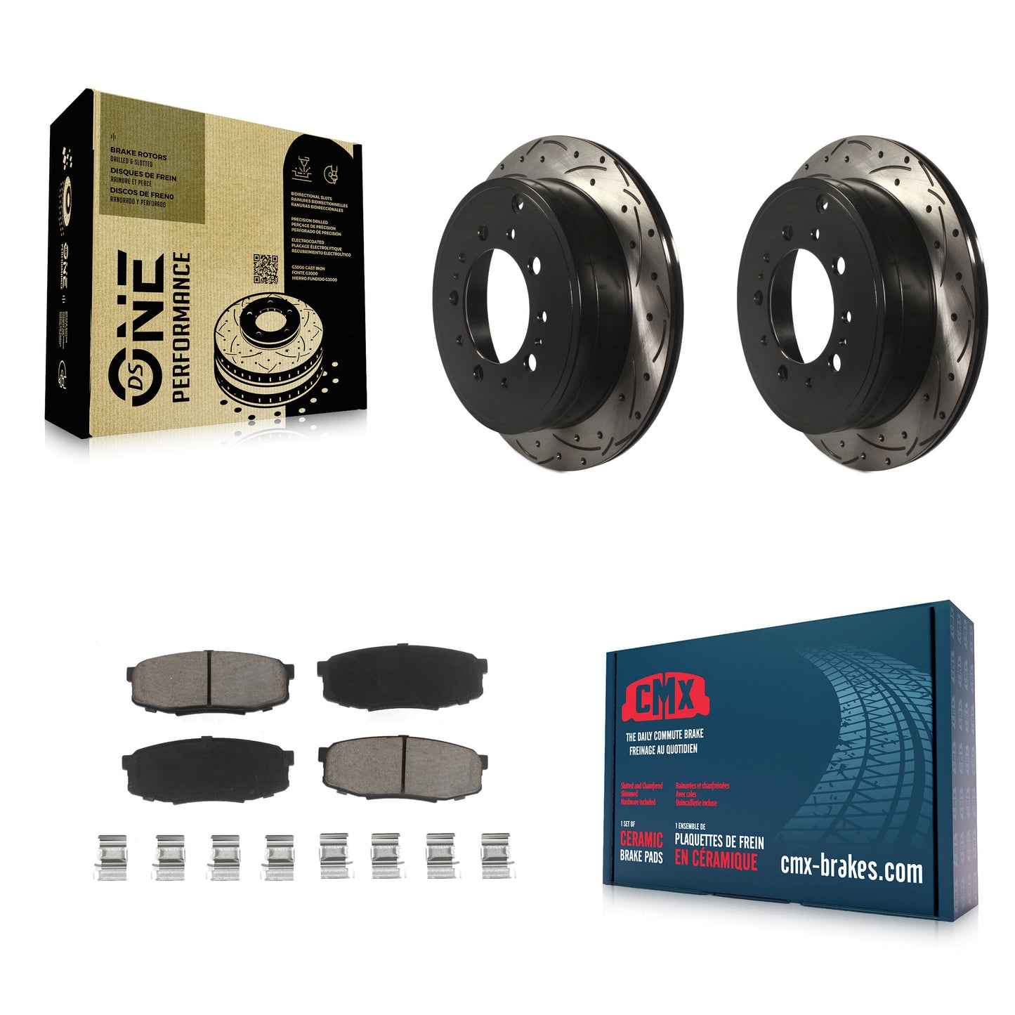 [Arrière] Kit de disque (percé rainuré revêtu) et plaquette (céramique) de frein pour Toyota Tundra Sequoia Lexus LX570 Land Cruiser KDC-100922