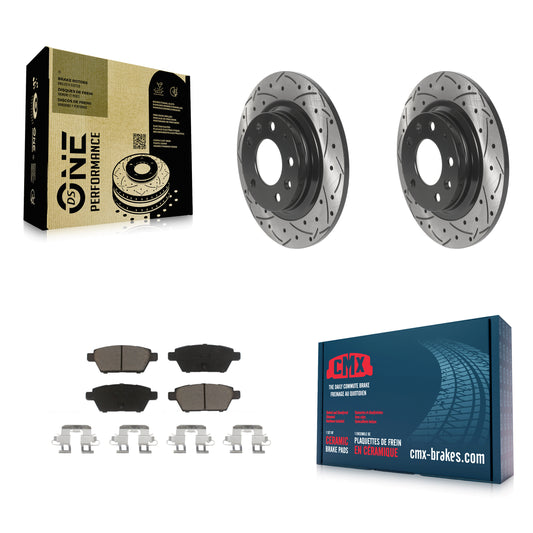 [Arrière] Kit de disque (percé rainuré revêtu) et plaquette (céramique) de frein pour Ford Fusion Mazda 6 Lincoln MKZ Mercury Milan Zephyr KDC-100923