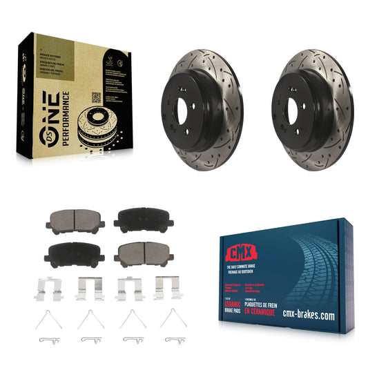 [Arrière] Kit de disque (percé rainuré revêtu) et plaquette (céramique) de frein pour Honda Odyssey Pilot Acura MDX ZDX KDC-100926