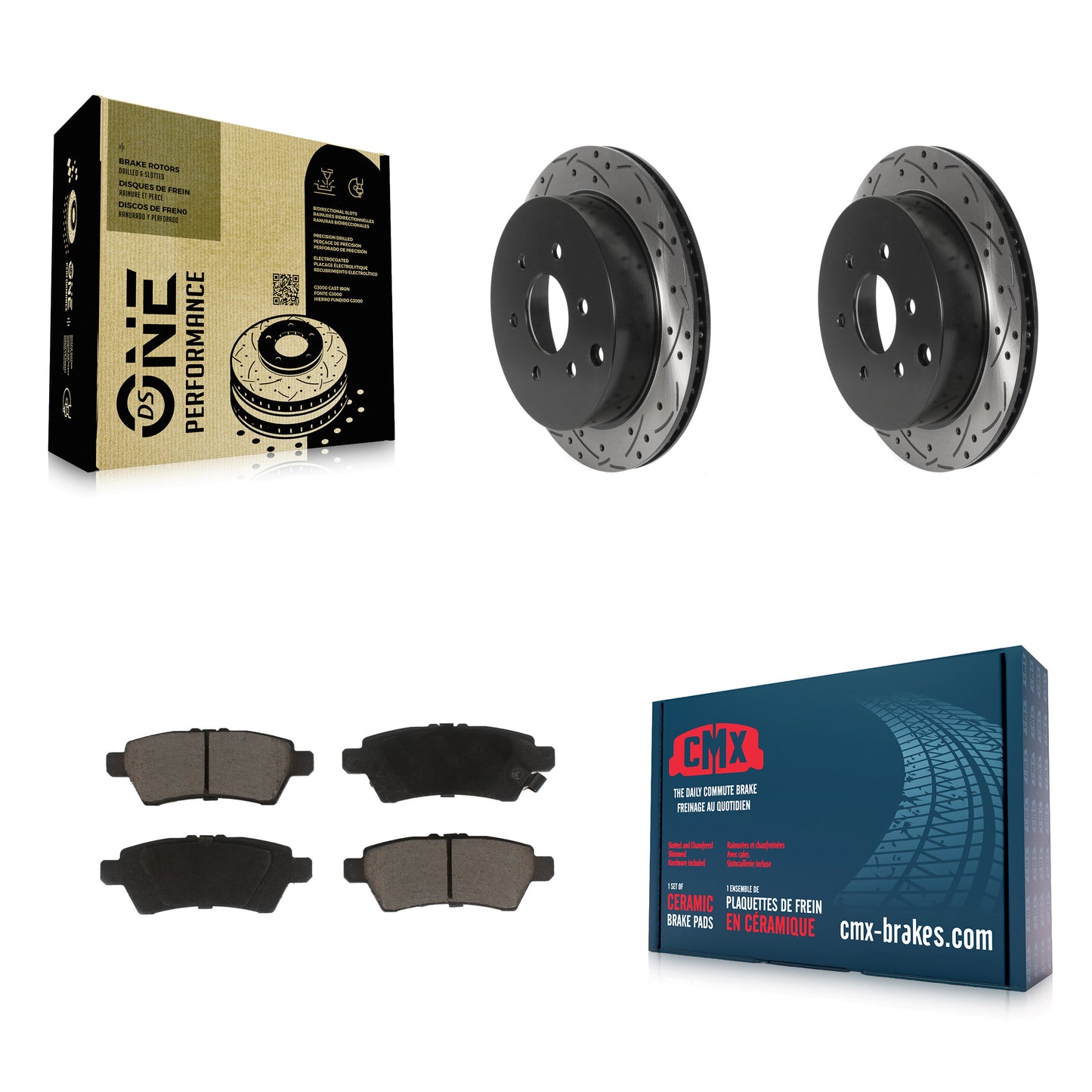 [Arrière] Kit de disque (percé rainuré revêtu) et plaquette (céramique) de frein pour 2006-2007 Nissan Xterra KDC-100931