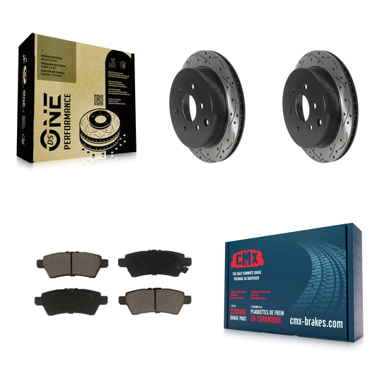 [Arrière] Kit de disque (percé rainuré revêtu) et plaquette (céramique) de frein pour 2006-2007 Nissan Xterra KDC-100931