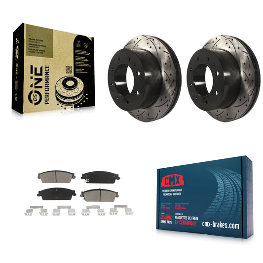 [Arrière] Kit de disque (percé rainuré revêtu) et plaquette (céramique) de frein pour 2011 Chevrolet Silverado 1500 Hybrid KDC-100933