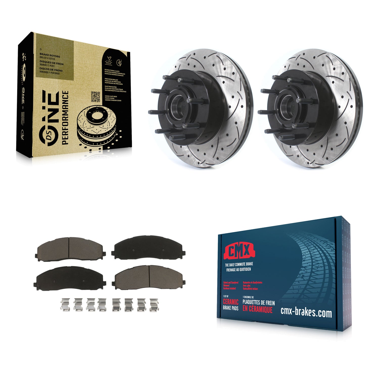 [Avant] Kit de disque (percé rainuré revêtu) et plaquette (céramique) de frein pour Ford F-250 Super Duty F-350 KDC-100934