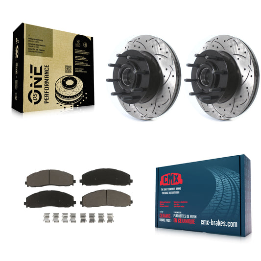 [Avant] Kit de disque (percé rainuré revêtu) et plaquette (céramique) de frein pour Ford F-250 Super Duty F-350 KDC-100934