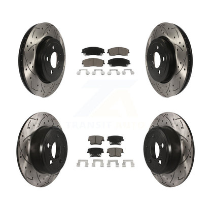 [Avant + Arrière] Kit de disque (percé rainuré revêtu) et plaquette (céramique) de frein pour 2015-2018 Dodge Charger RWD avec 3.6L avec 345mm Diameter Rotor KDC-100968
